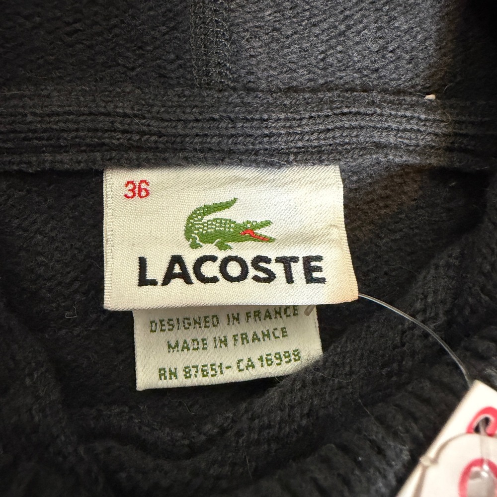 NWT Lacoste Men Striped Knit Hoodie Sweater Wool Cashmere Striped France Size 36 - Picture 3 of 7
